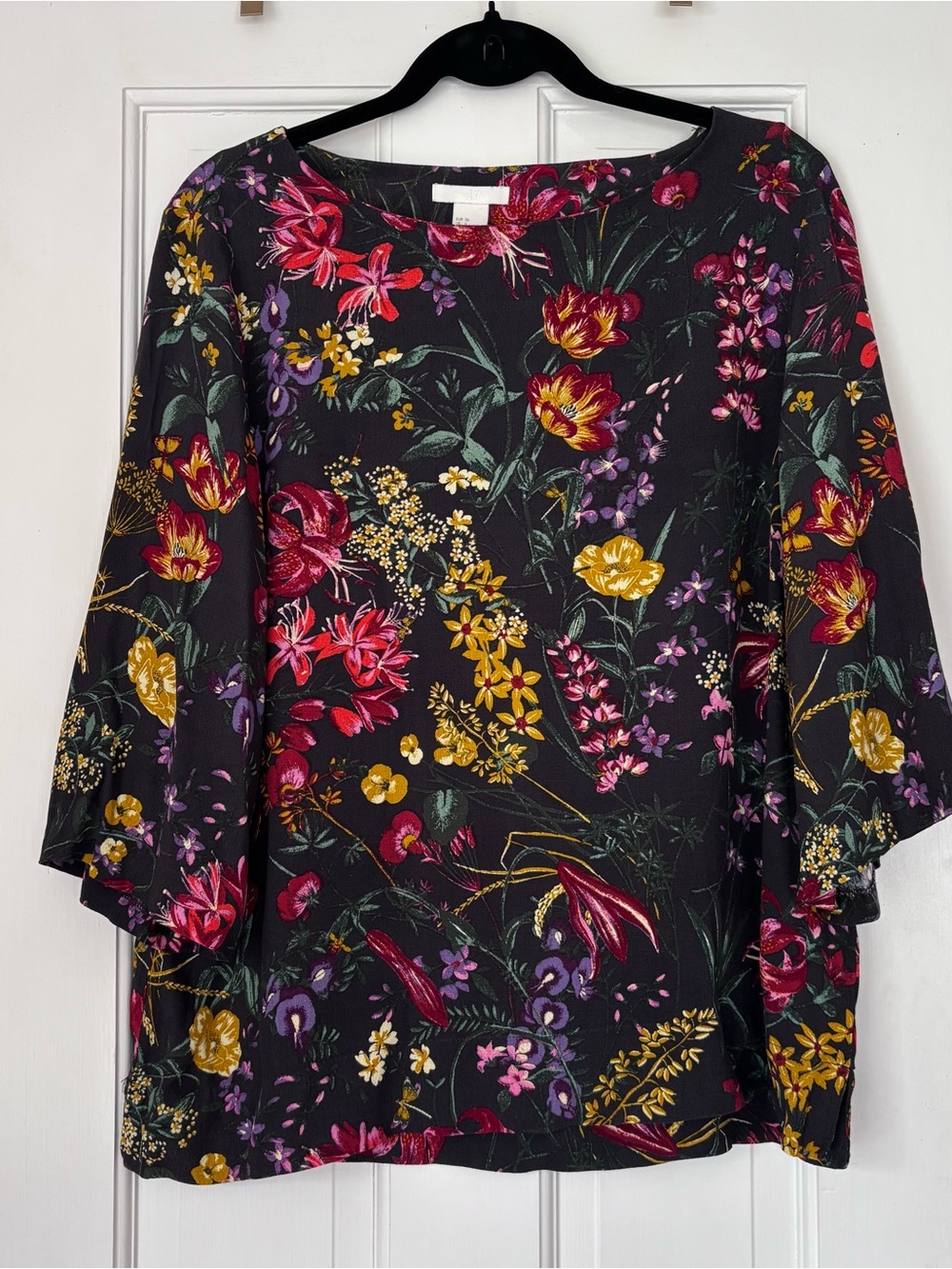 H&M Black Floral Blouse